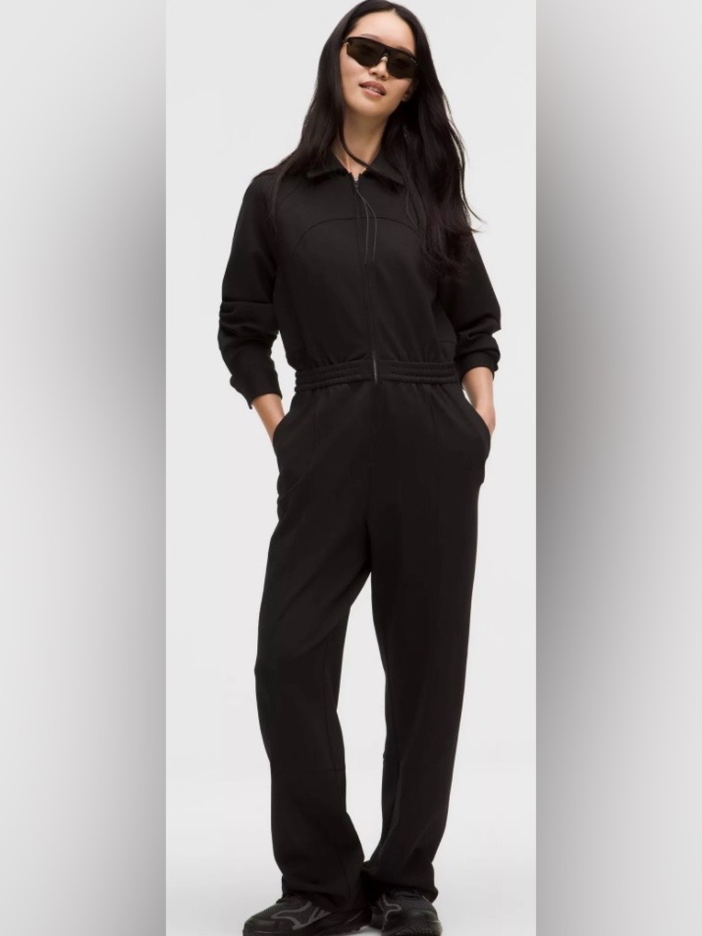 NEVER WORN Lululemon Black Zip-Front Ponte Jumpsuit